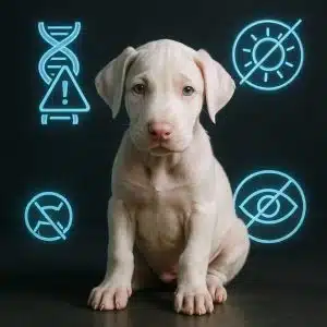 Белый доберман альбинос