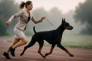 доберман бежит