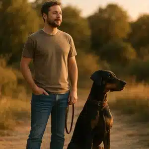 Доберман с хозяином