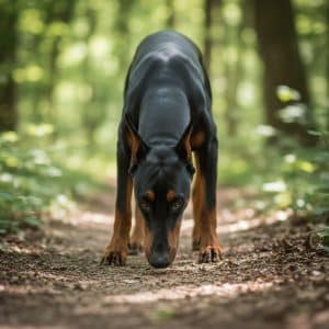 Доберман след