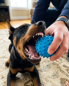 Щенок добермана кусается