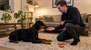 Доберман лежать