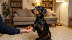 Доберман дай лапу