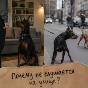 Почему доберман не слушается на улице